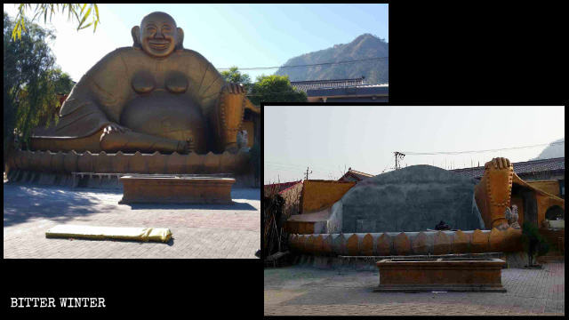 Il Buddha Amitabha in un tempio sul monte Jingzhong è stato demolito