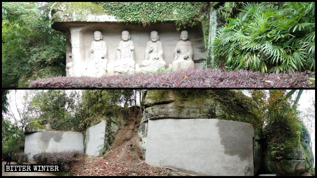 Ventiquattro statue degli Arhat sono state nascoste dietro muri di mattoni