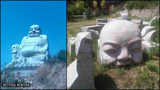 La statua di Buddha di Baiqi, prima e dopo la demolizione