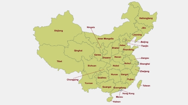 Mappa geografica della Cina