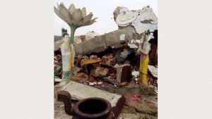 La statua di Guanyin dopo l’esplosione (a cura di una fonte interna)
