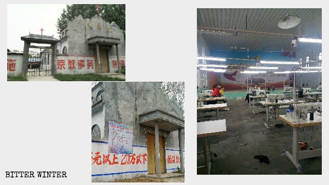 La chiesa di Pangzhuang trasformata in fabbrica di abbigliamento