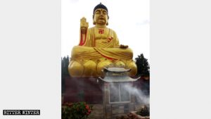 L'aspetto originale della statua seduta dello Shakyamuni bronzeo ad Anning