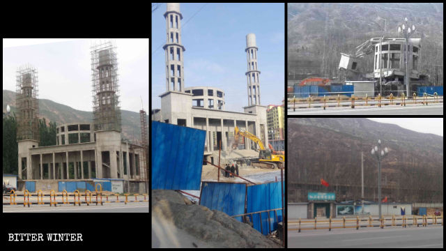 La moschea nella contea di Minhe prima e dopo la demolizione