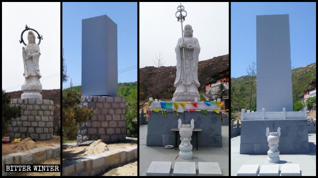 Le statue buddhiste nel tempio di Cihang sono state coperte