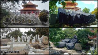 Le statue degli Arhat del tempio buddhista di Dongming prima e dopo la copertura