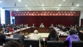 Il Dipartimento per l'istruzione dello Xinjiang ha organizzato un convegno, riservato a chi lavora nel campo dell'istruzione affinché questi impiegati dimostrino la propria lealtà, combattendo contro le «tre forze» ed eliminando i «doppiogiochisti»