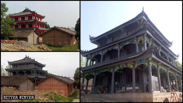 Tempio Shangyuan prima e dopo il cambio di colore