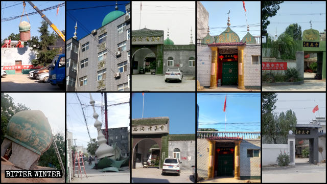 Le cupole e i simboli della mezza luna sono stati smantellati da diverse moschee nella città di Zhengzhou