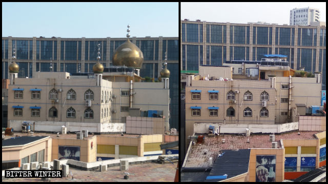 Le sette cupole e le mezzelune sono stati rimosse dalla moschea di Huayuan street