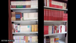 Libri su Xi Jinping nella biblioteca di una chiesa delle Tre Autonomie a Zhengzhou