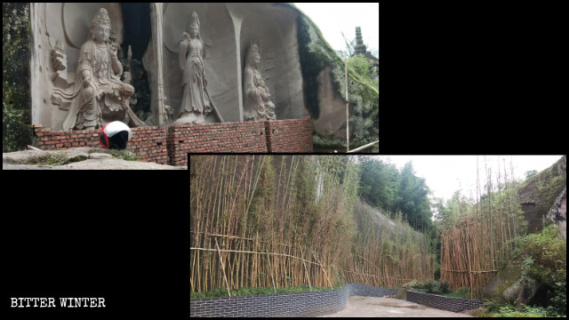 Trentatré sculture della Guanyin che si trovavano della zona panoramica sono state nascoste alla vista dei visitatori
