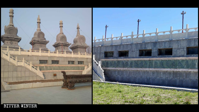 Le pagode prima e dopo la demolizione
