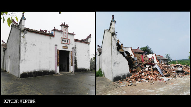 Il tempio taoista di Tianqi prima e dopo la distruzione