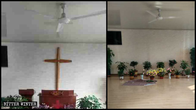 Una sala per riunioni di una Chiesa domestica della contea di Huinan costretta a rimuovere la croce