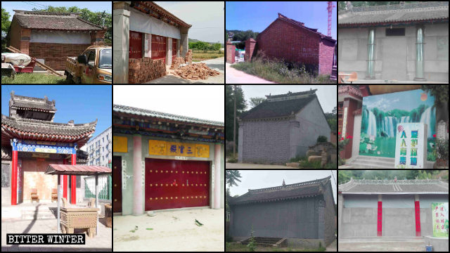Numerosi templi della città di Baoxi sono stati sigillati murandone gli accessi