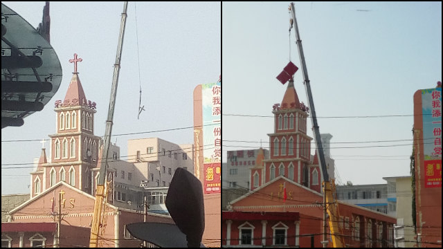 La croce della chiesa di Minggong Road viene rimossa